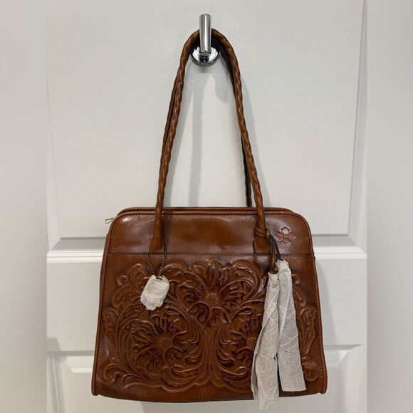 Patricia‎ Nash Vintage- Inspired Paris Large Satchel Bag Burnished Tooled, $299 - Picture 3 of 12